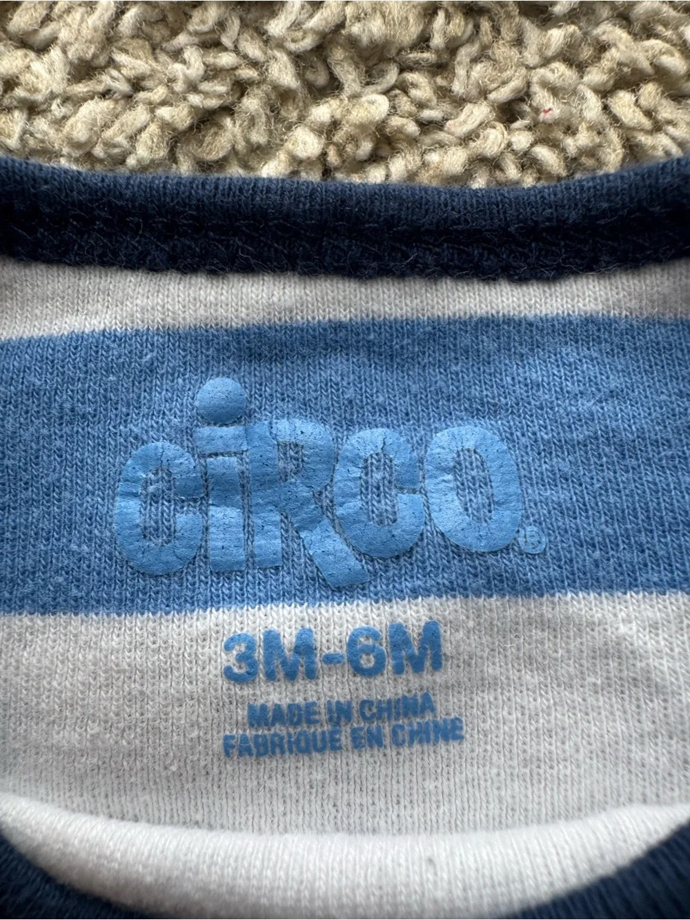 Circo Blue White Striped Long Sleeve Bodysuit 3-6 Months 100% Cotton